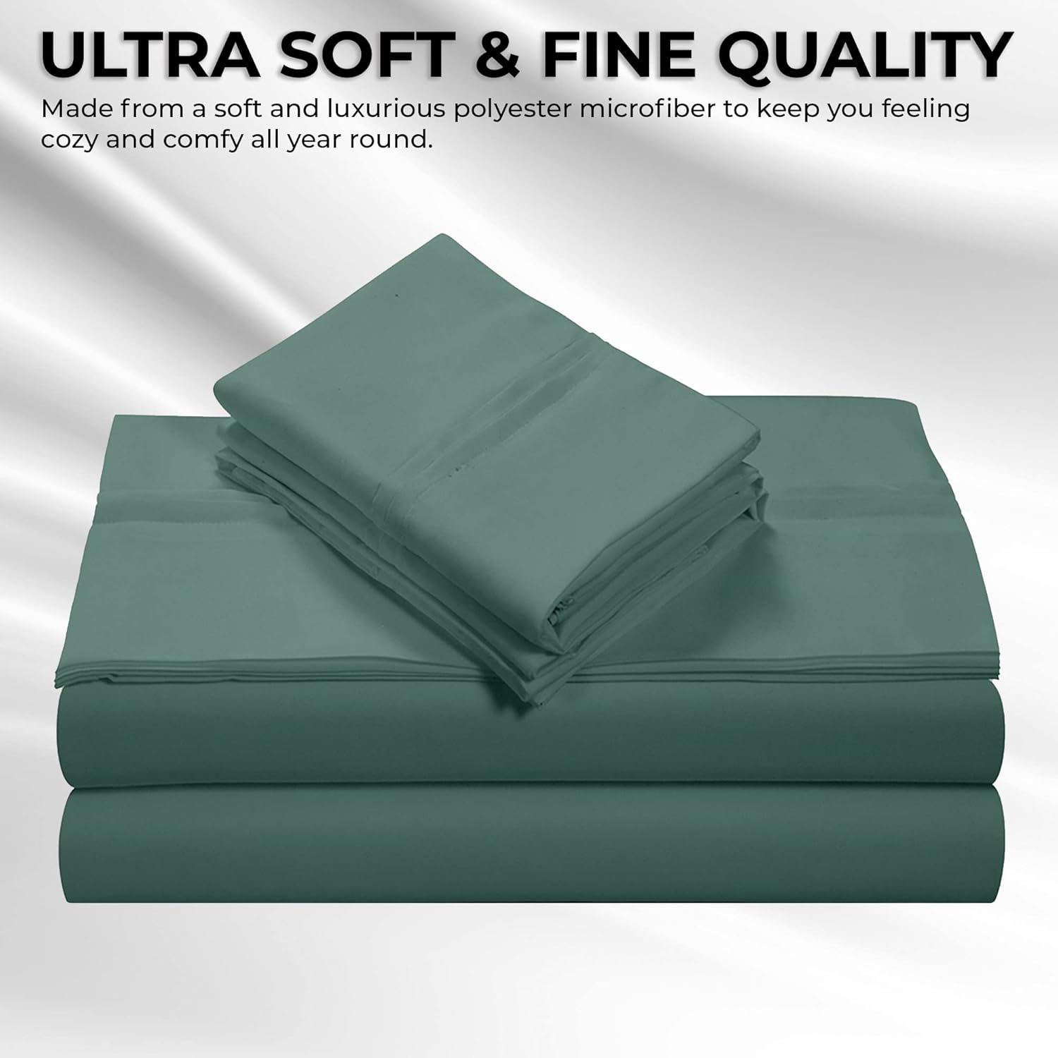 Tribeca Living Juego de sábanas de microfibra de 110 GSM con bolsillo profundo Cal King Atlantic