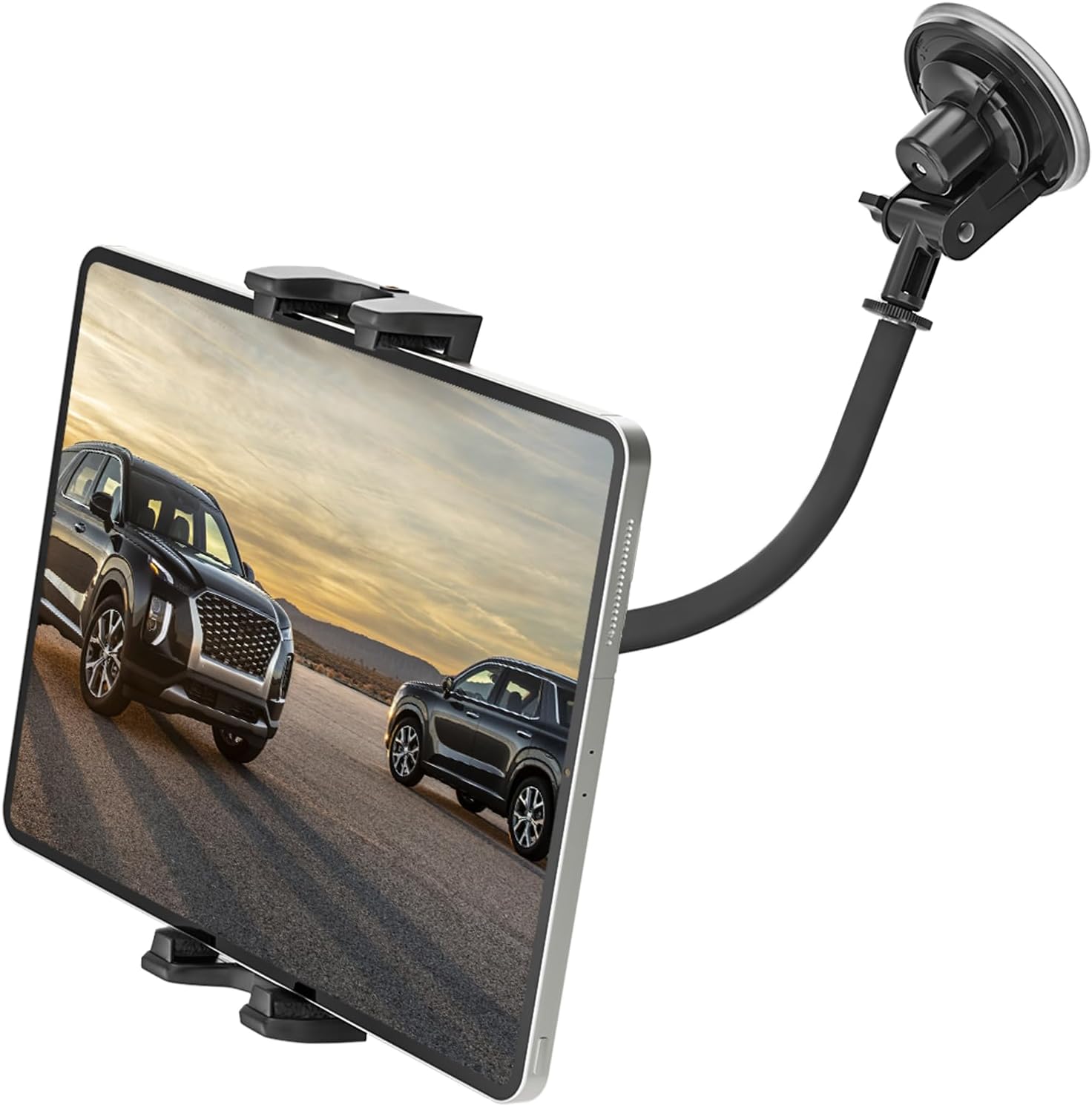 Soporte para tablet para automóvil, rotación de 360 para parabrisas con cuello de cisne flexible de 7.8 pulgadas, soporte para tableta, tablero de