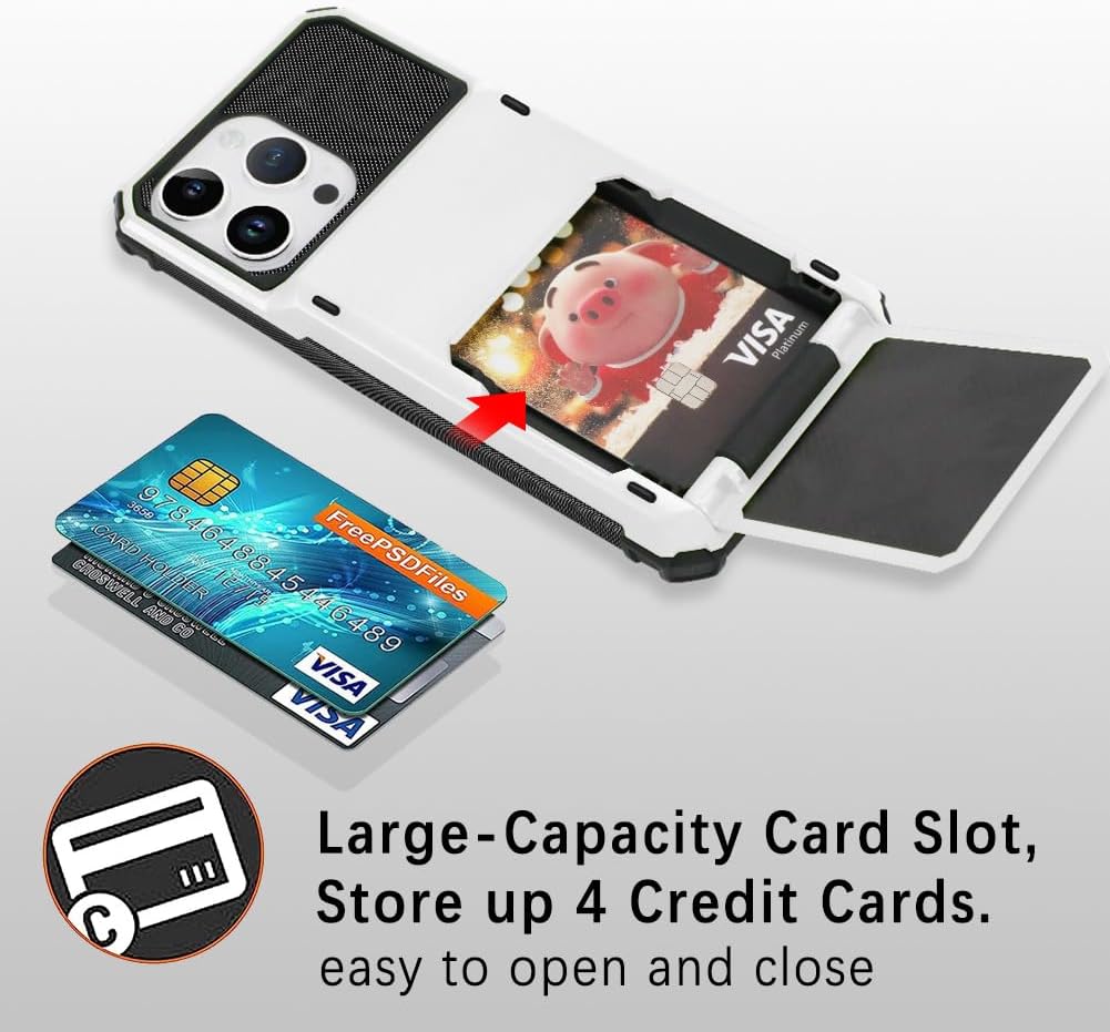 ZIYE Funda tipo cartera diseñada para iPhone 15 Pro Max con tarjetero antiarañazos, doble capa, ranura para tarjetas oculta, bolsillo a prueba de