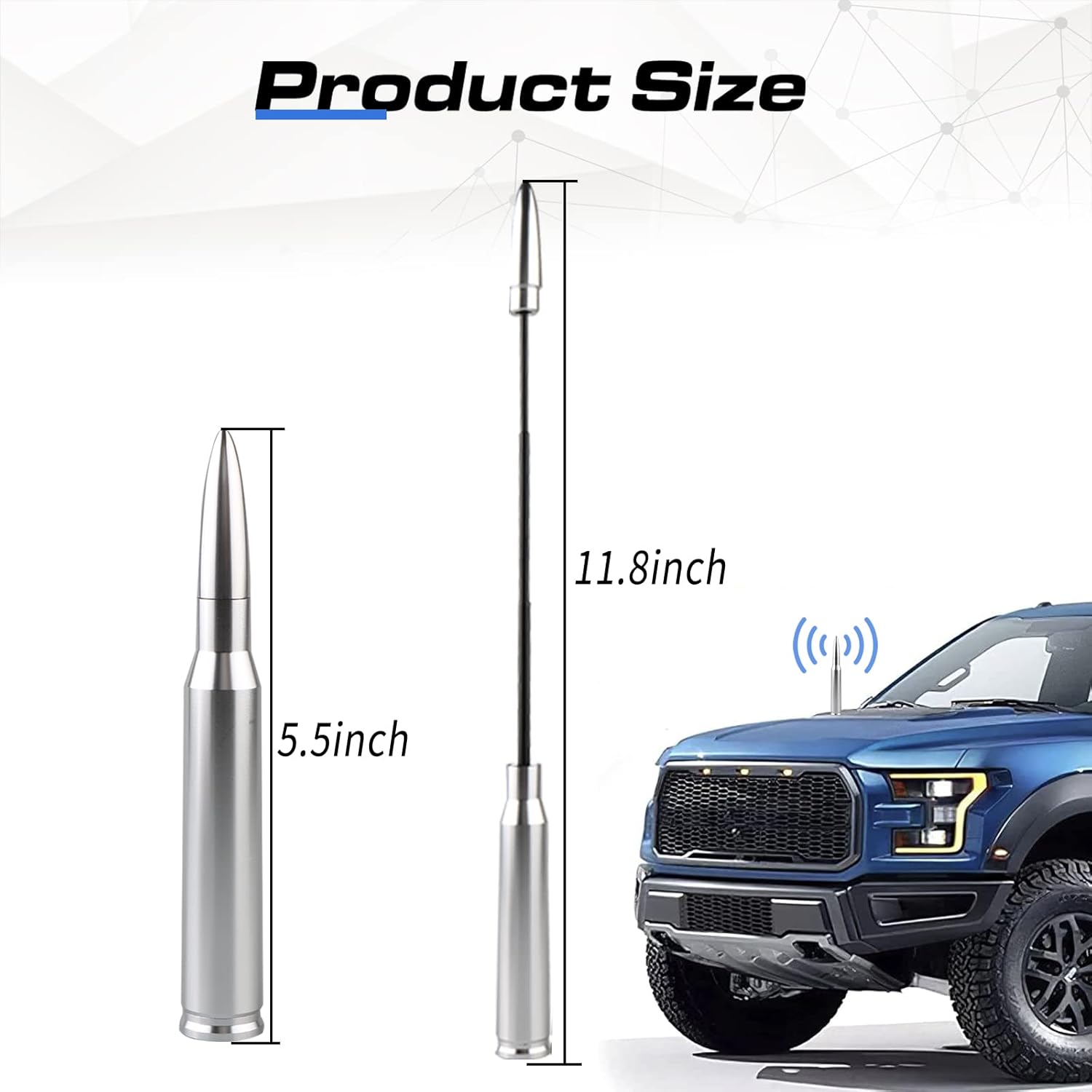 Sodcay Pack-1 Antena de bala para automóvil, camión, accesorios de antena retráctil para Chevy Silverado 1500 2500 3500 HD Avalanche GMC Sierra 1500
