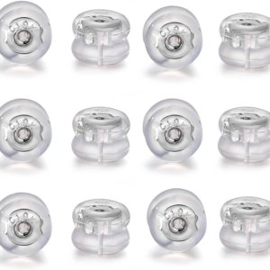 14 piezas de aretes de goma de silicona de oro de 18 quilates para tachuelas, orejas caídas, aretes pesados, respaldos transparentes y cómodos, con 14 piezas de aretes de goma de silicona de oro de 18 quilates para tachuelas, orejas caídas, aretes pesados, respaldos transparentes y cómodos, con