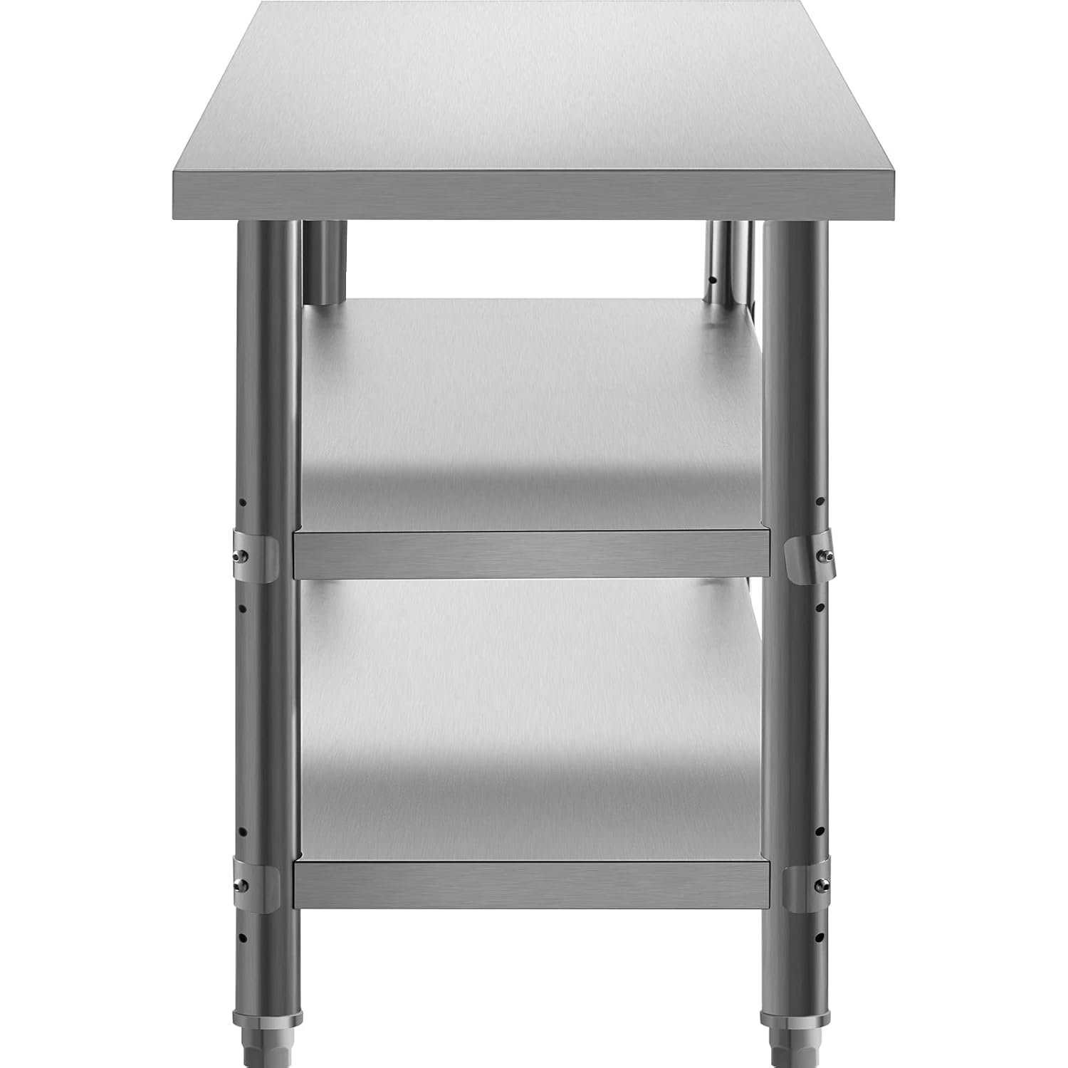 VEVOR Mesa de preparación de acero inoxidable, 48 x 18 x 33 pulgadas, mesa comercial de acero inoxidable, 2 mesas ajustables para preparación de