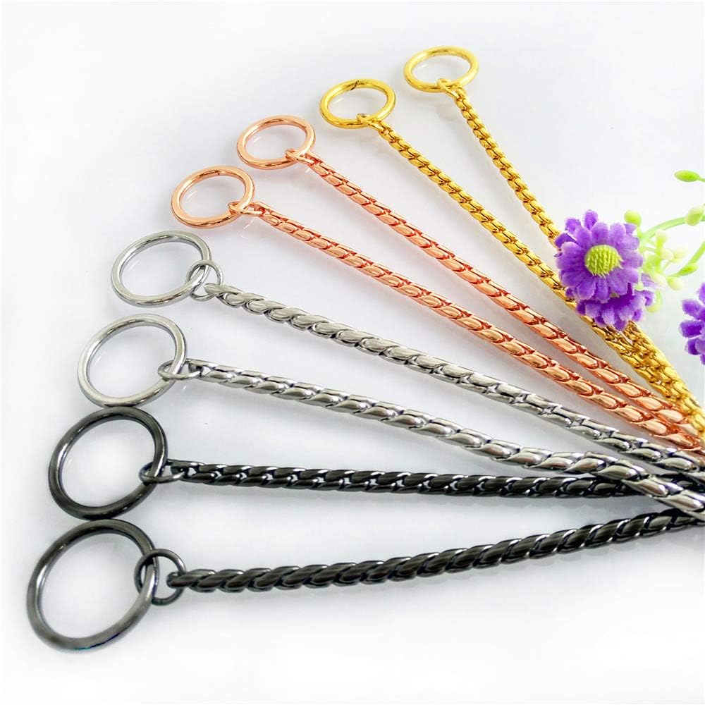 Umysky Cadena de metal cromado para perro con diseño de serpiente en forma de serpiente, estranguladorcollar totalmente garantizado contra el