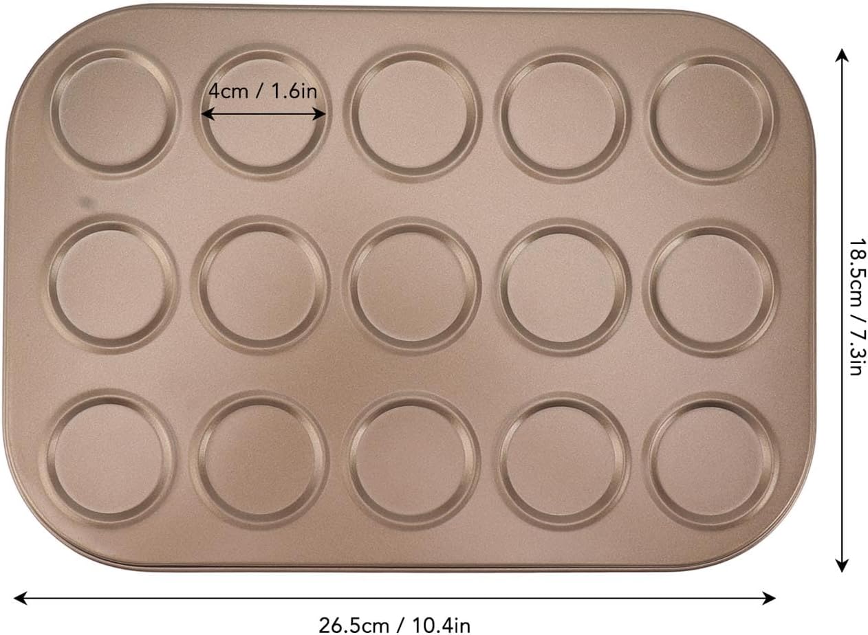 Luqeeg Molde superior para magdalenas, material de acero al carbono, revestimiento antiadherente, distribución uniforme, bandeja para magdalenas