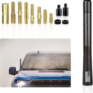 Pack-1 Antena de fibra de carbono para automóvil, bandera estadounidense, antena de radio de automóvil de superficie pulida de 4.72 pulgadas con Pack-1 Antena de fibra de carbono para automóvil, bandera estadounidense, antena de radio de automóvil de superficie pulida de 4.72 pulgadas con
