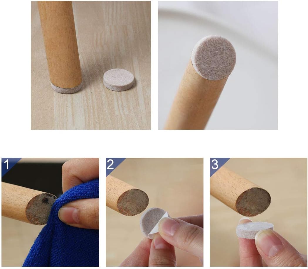 uxcell 50 almohadillas redondas para muebles, 1 14 pulgadas, autoadhesivas, antideslizantes, antiarañazos, fieltro, protector de pisos, beige