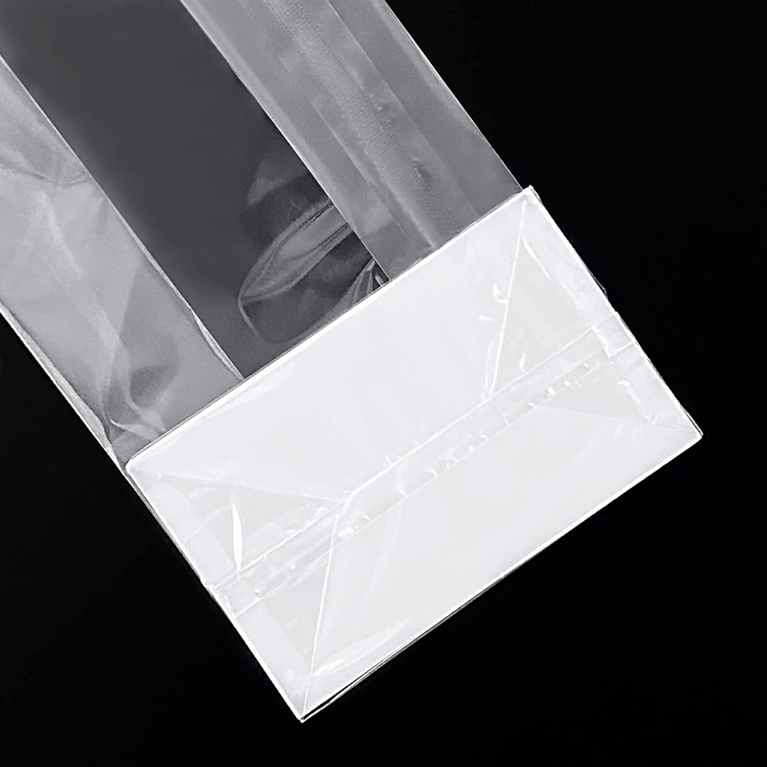 Bolsas de celofán reforzadas, bolsas de celofán de fondo plano con inserto de papel, 50 unidades, 3 x 2 x 8 pulgadas
