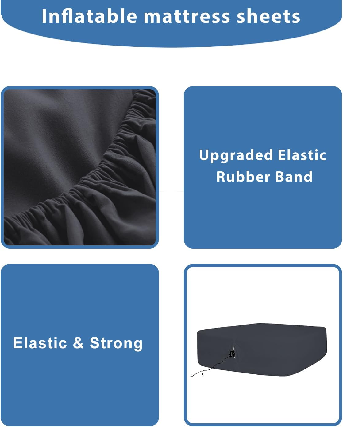 Bedecor Sábanas de cama de aire para funda de colchón, cama extraíble y banda elástica, súper suaves, transpirables y profundas de hasta 21
