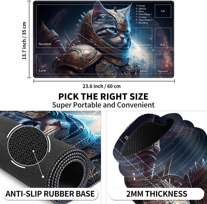 Tapete de juego con zonas para juegos de cartas MTG, alfombrillas de juego mágicas de mesa de 24 x 14 pulgadas, escritorio de juegos de mesa
