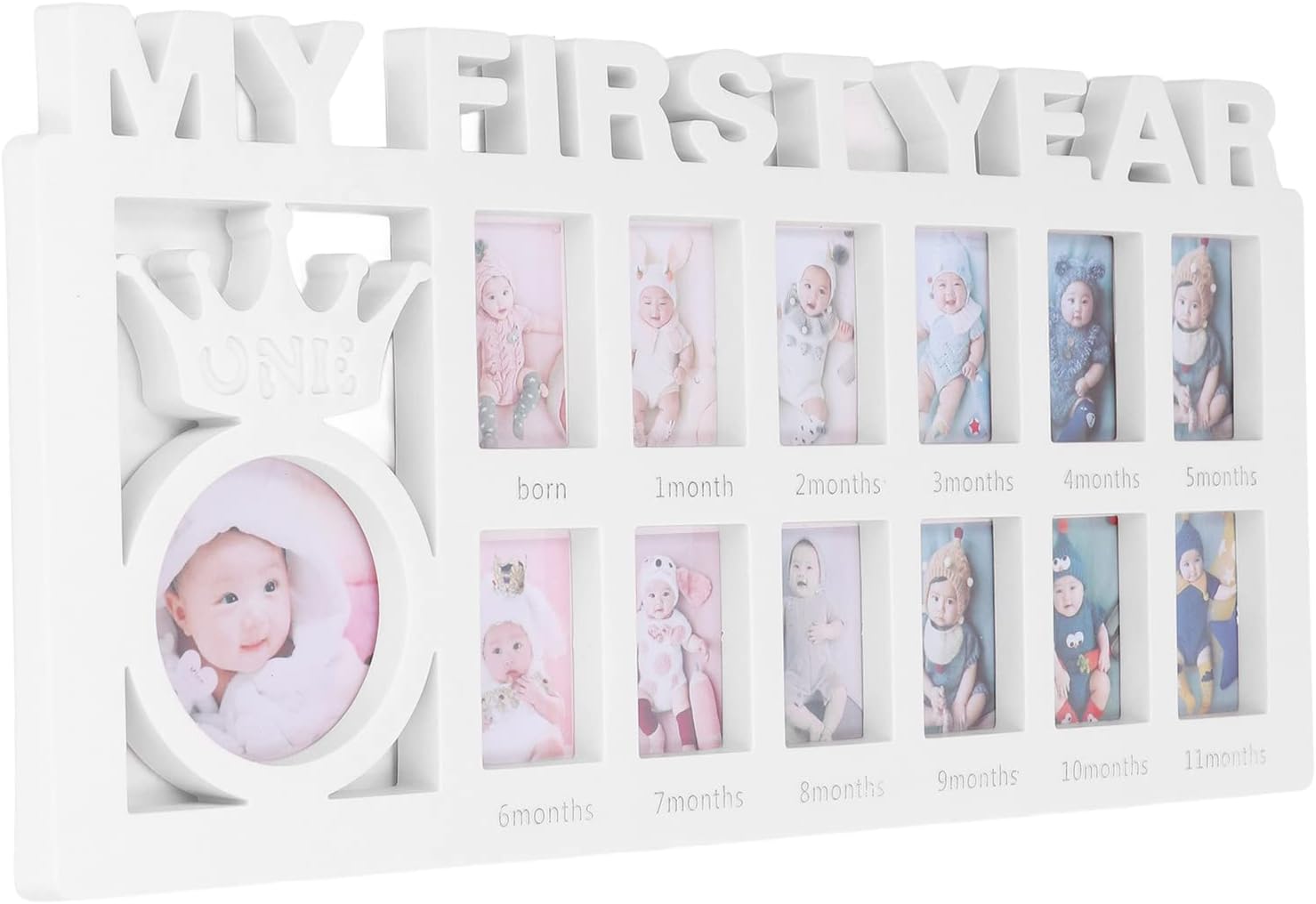 Newborn Photo Frame, Baby’s First Year Growth Picture Frame,12 Month Record Baby’s Monthly Growth Desktop Picture Frame Baby Photo Frame,1st