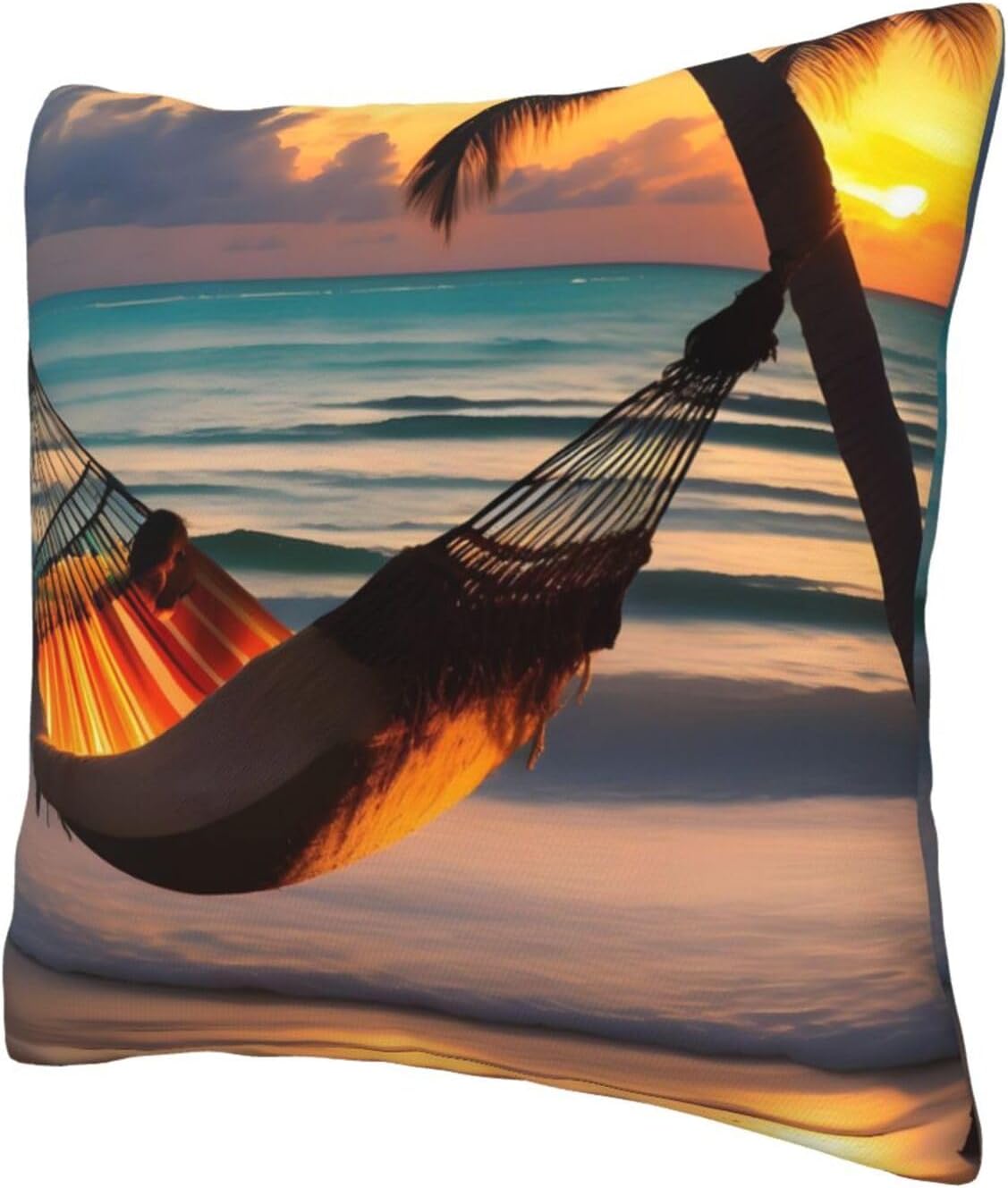Hamaca de playa con diseño de puesta de sol, fundas de cojín decorativas para sofá, cama, sofá, sala de estar, dormitorio, automóvil