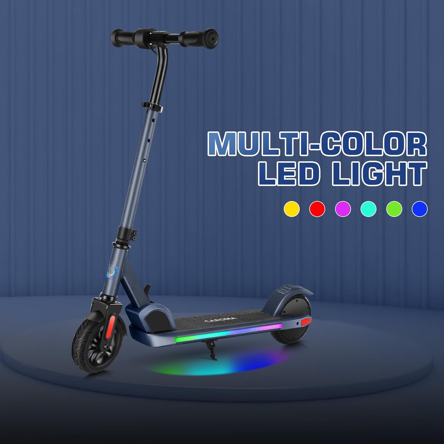Caroma Scooter eléctrico para niños de 6 a 14 años, motor de 120 W150 W, 10 mph, 80 minutos de tiempo de conducción, velocidad y altura ajustables,