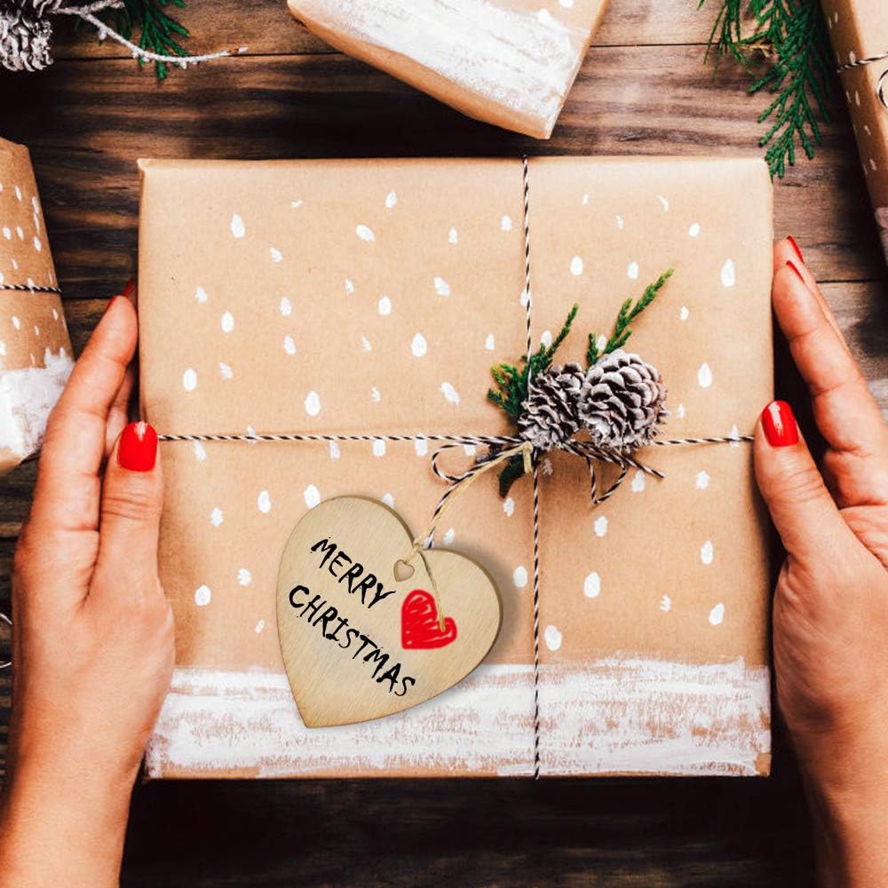 BROTOU 50 adornos de Navidad de madera, adornos de madera sin terminar para vacaciones, festivales, bodas, manualidades de Navidad para niños