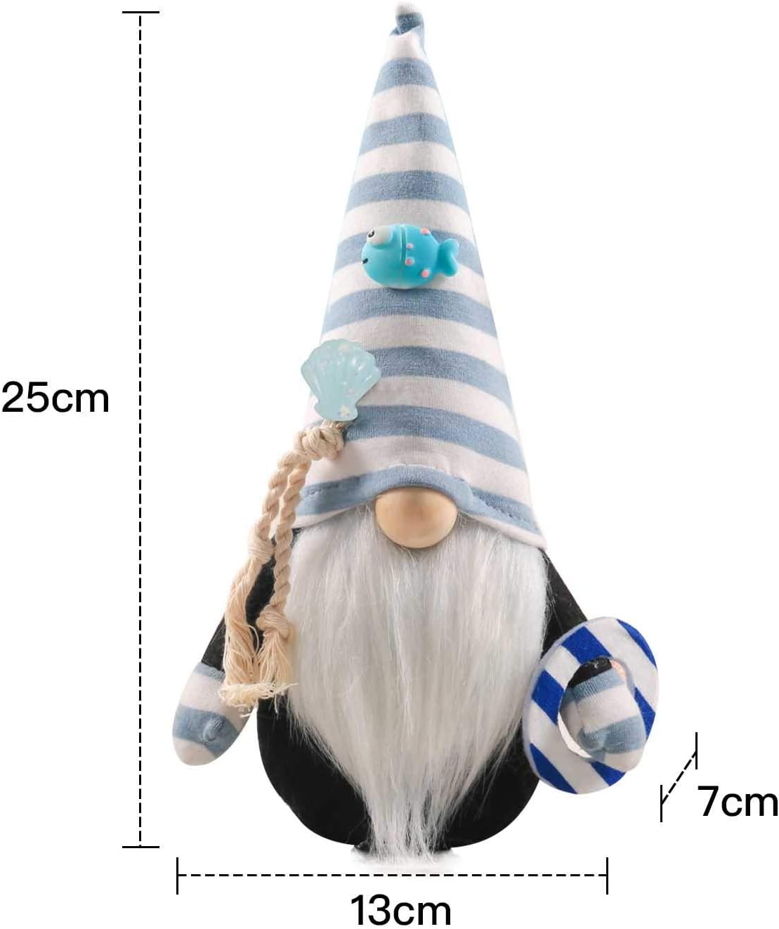 Decoraciones de peluche de gnomo sueco, gnomos del 4 de julio, gnomos sin rostro, festival azul profundo, muñeca náutica del océano,