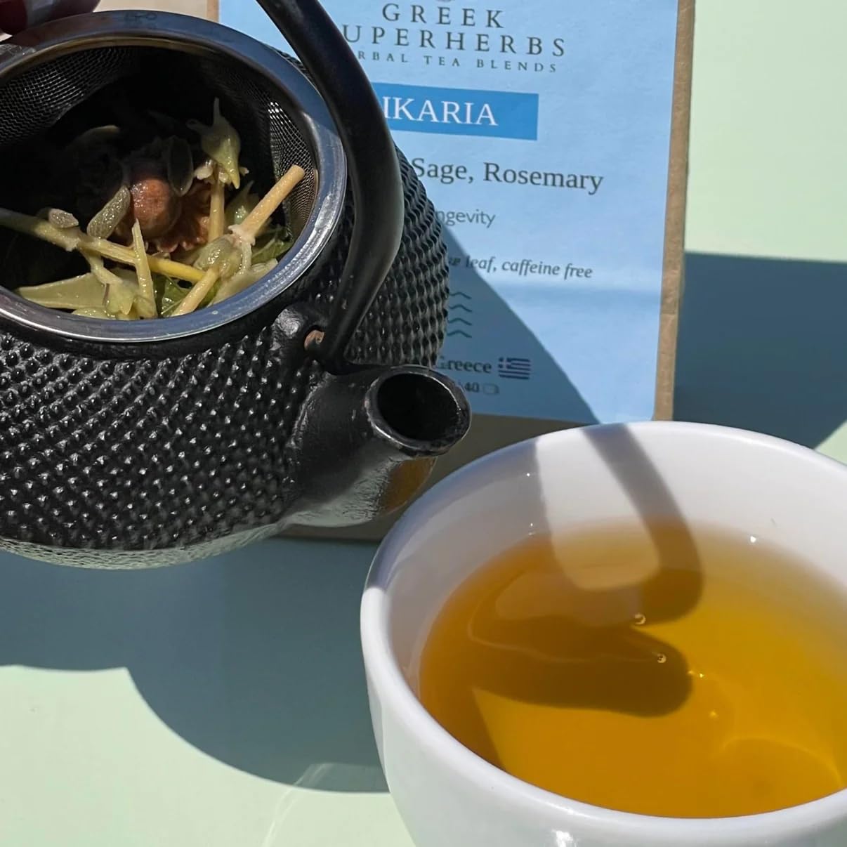 IKARIA Tea  Té de hierbas Blue Zone para la longevidad  Salvia silvestre, diente de león, romero  100% elaborado en forma silvestre, sin cafeína,
