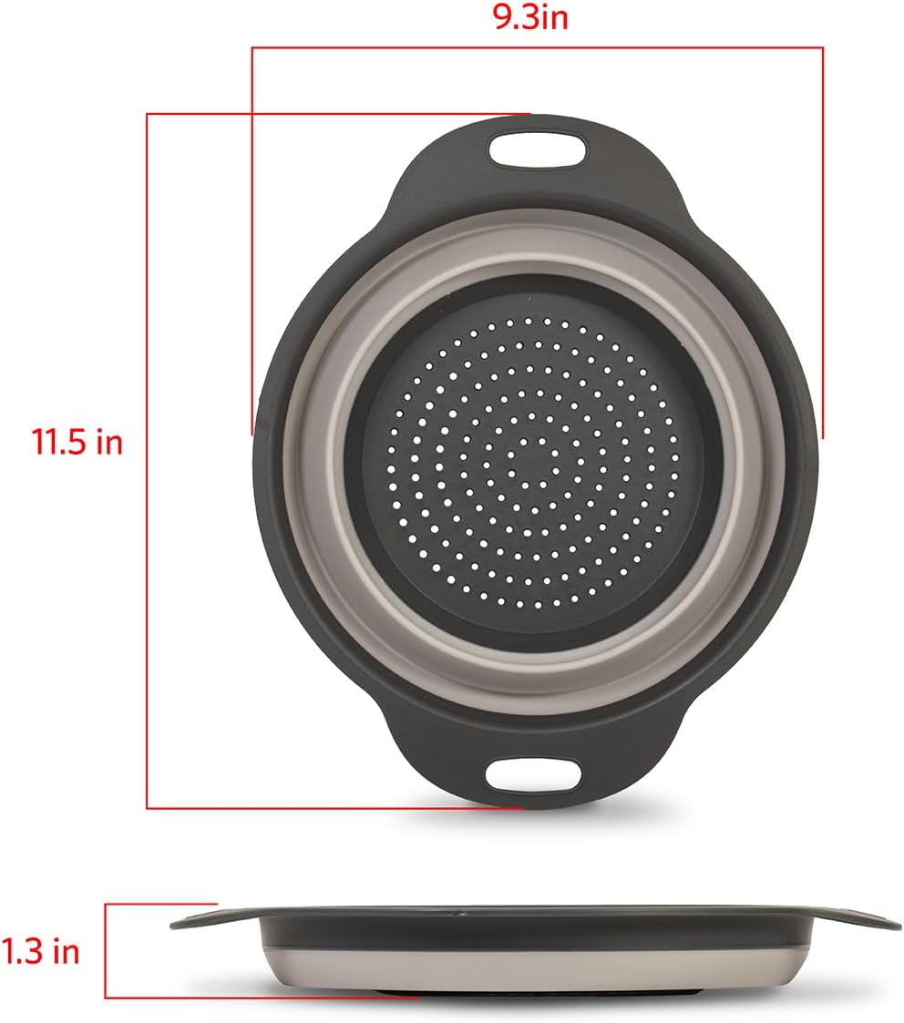Glad Colador plegable  2L  Pequeño escurridor de pasta para cocina, verduras y frutas  Cesta de drenaje plegable de plástico redonda para un fácil