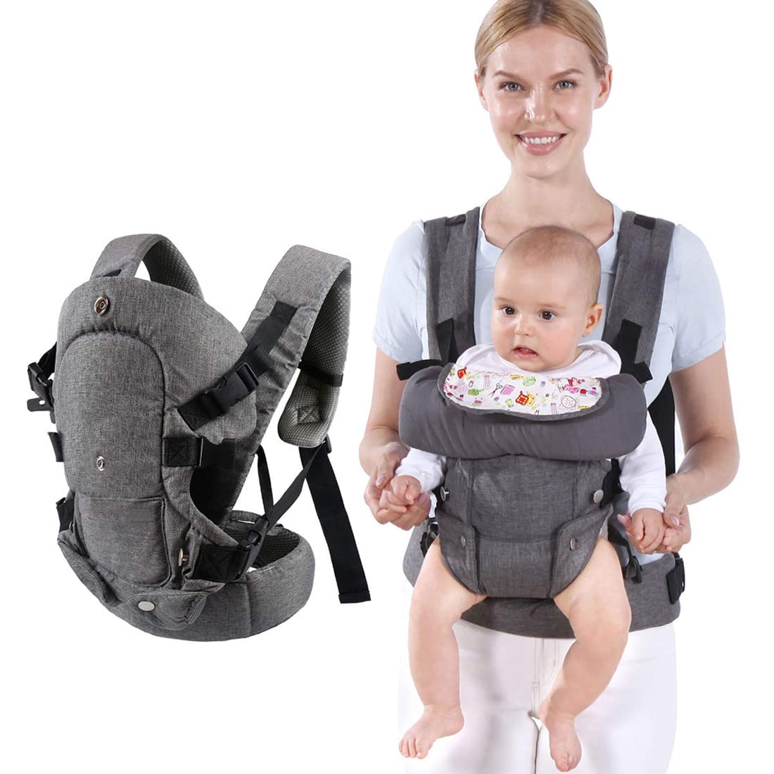 Portabebés para recién nacidos a niños pequeños, portabebés, acogedor portabebés ligero, ajustable, portabebés para bebés de 7 a 45 libras, para