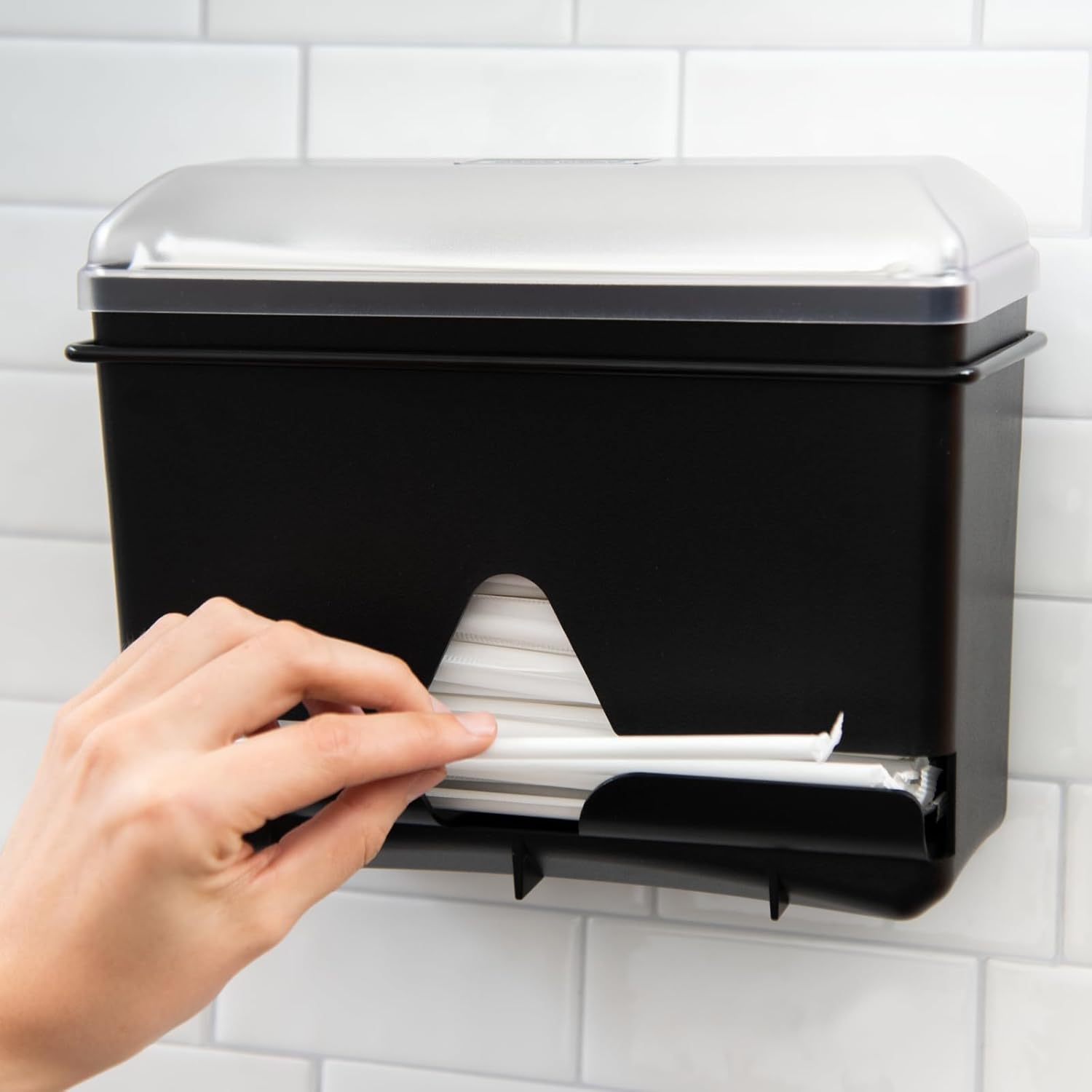 Carlisle FoodService Products ST250 Dispensador de paja a granel para encimera, capacidad de 250 popotes envueltos, color negro