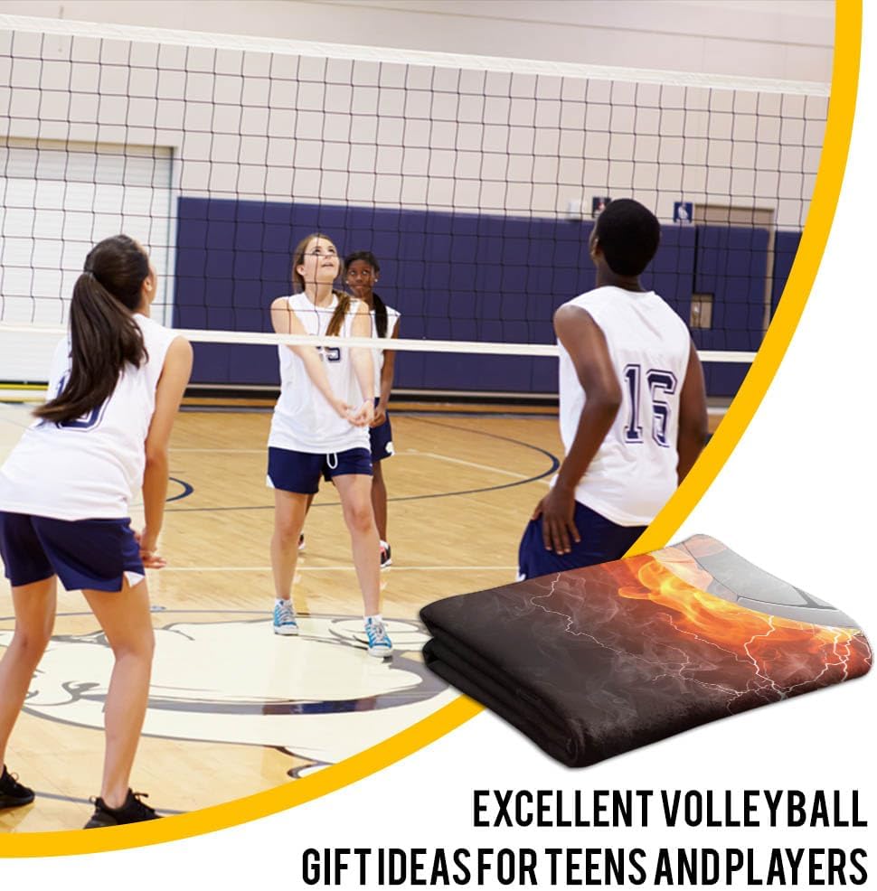TEEMAN Mantas de voleibol personalizadas, regalos para Navidad 2023, manta deportiva de voleibol de agua fría y fuego con nombre y número, regalos