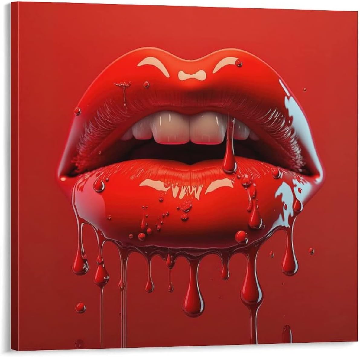 Pósteres estéticos minimalistas con labios rojos, decoración de dientes blancos sexys, arte de pared, arte de pared, lienzo, decoración de pared,