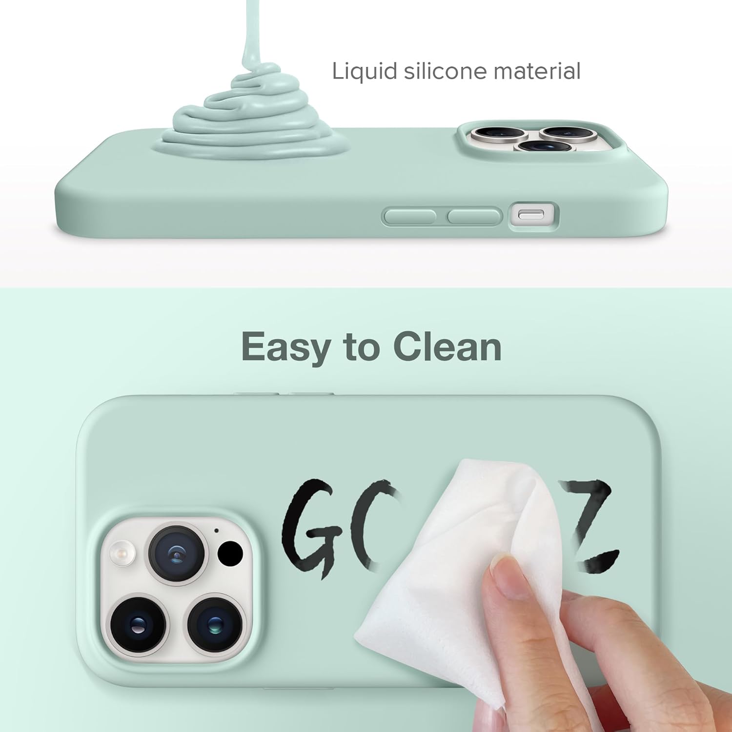 GONEZ Funda de silicona para iPhone 14 Pro Max, compatible con Magsafe, con 2 protectores de pantalla + 2 protectores de lente de cámara, silicona