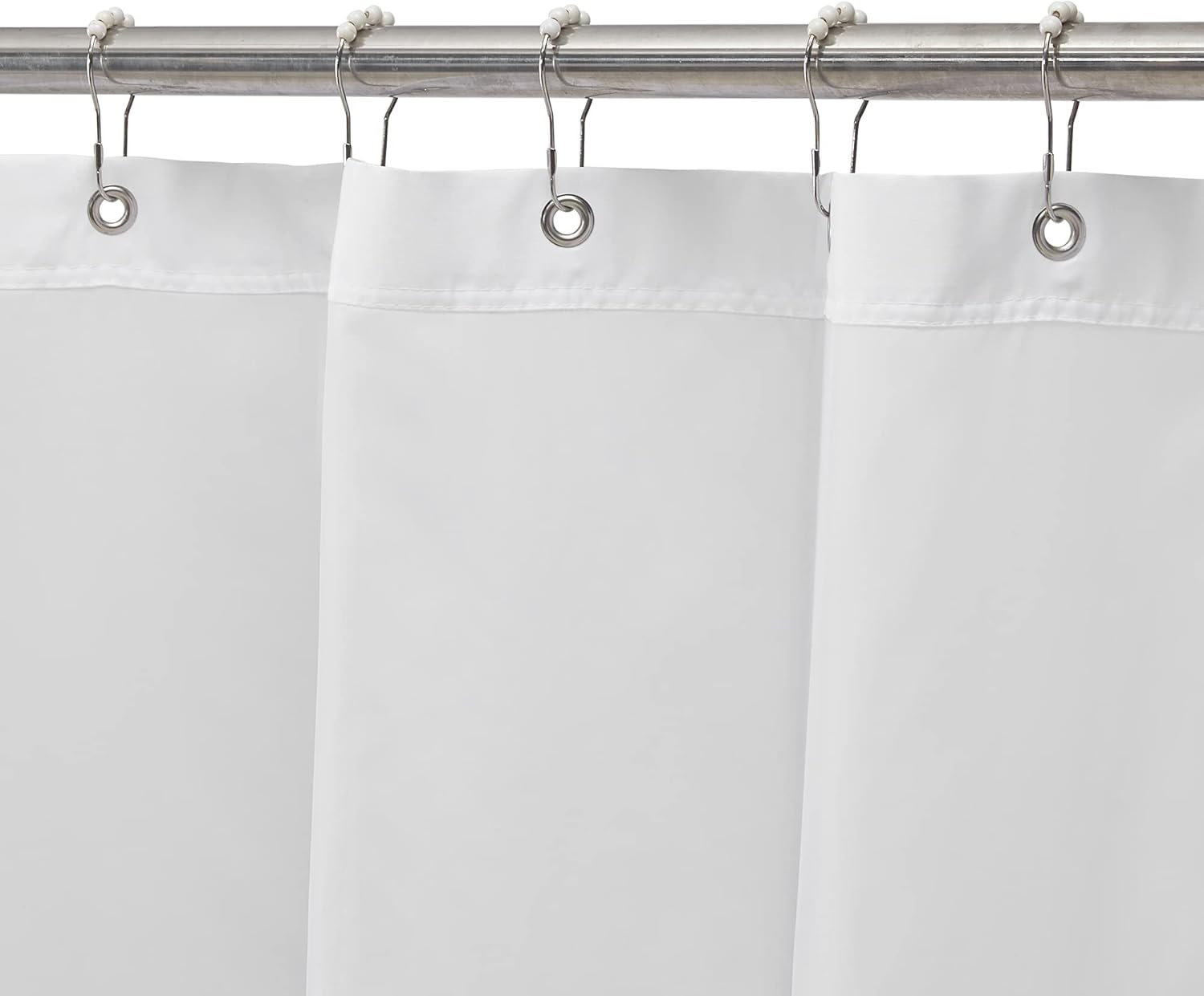 River Dream Cortina de ducha blanca con forro a presión, con rayas blancas satinadas, ventana transparente, con imanes, con ganchos incluidos, 71