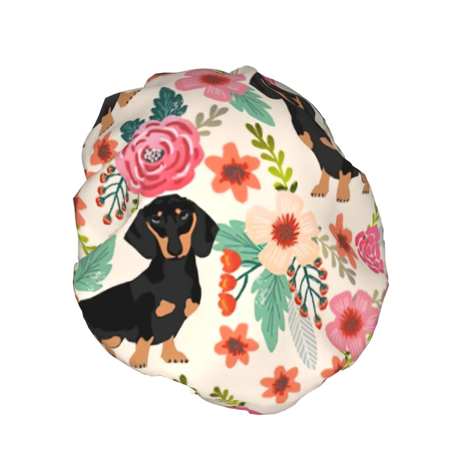 Gorro de ducha floral para mujer, elástico y reutilizable, doble capa impermeable