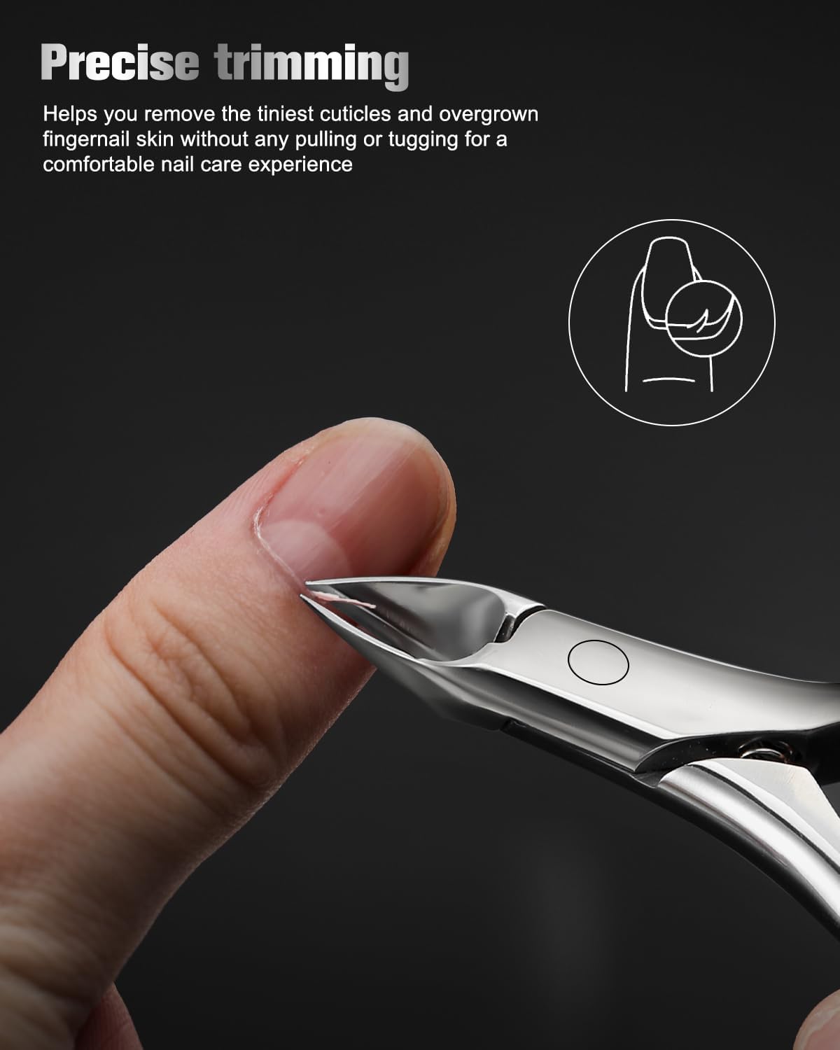 FERYES Cortadora de cutículas de mandíbula completa, cortadora de cutículas de uñas resistente con resorte integrado, herramienta removedor de