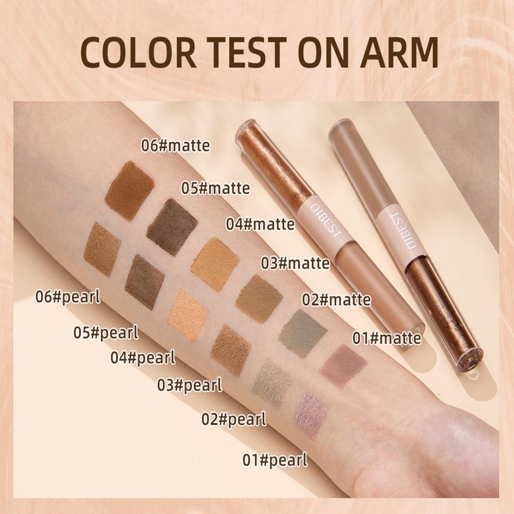 ELSOGO Sombra de ojos líquida, sombra de ojos 2 en 1 con purpurina mate de doble extremo, sombra de ojos líquida metálica impermeable de larga