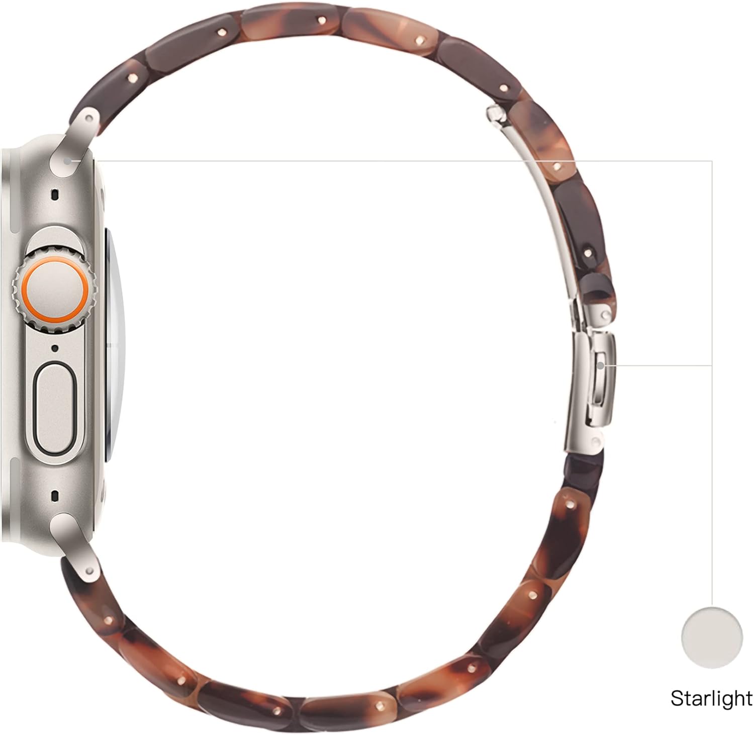 LS – Correa de resina para iWatch compatible con Apple Watch Ultra 21 de 1.732 pulgadas, Starlight Series 9, Series 8, Series 7, Series SE, Series