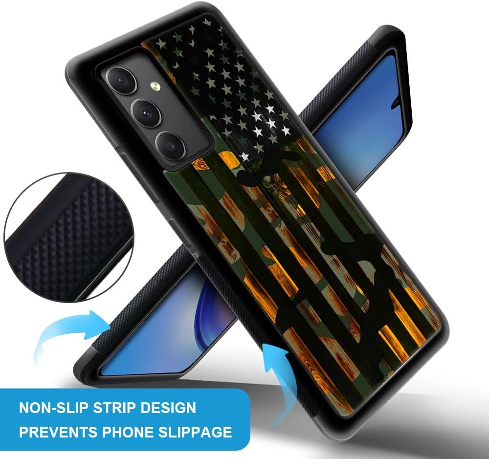 DJSOK Funda compatible con Samsung Galaxy A54 5G, diseño de camuflaje con diseño de bandera de árbol de lujo para hombres, niños y niñas, doble
