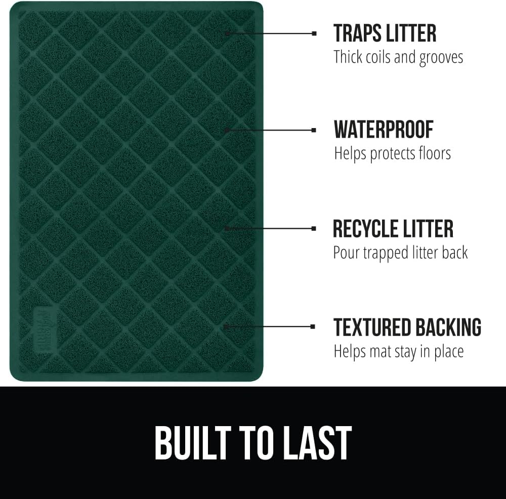 Gorilla Grip – Tapete para atrapar la arena de los areneros de gatos, 47 x 35 pulgadas, 100% impermeable, fácil de limpiar, respaldo texturizado,
