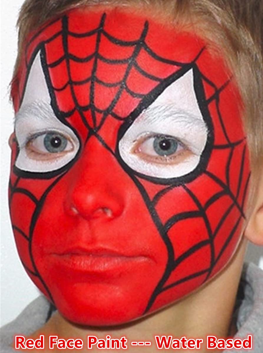 Go Ho Pintura corporal roja lavable (2.37 onzas), pintura facial roja crema a base de agua, pintura de cara roja de nariz de payaso para Halloween,
