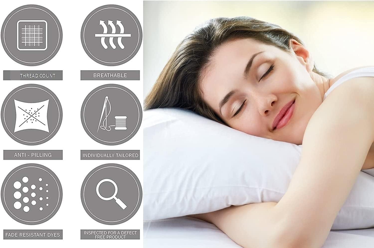 DecoLinen Funda de almohada de percal 100% algodón, tamaño King, 200 hilos, prelavada