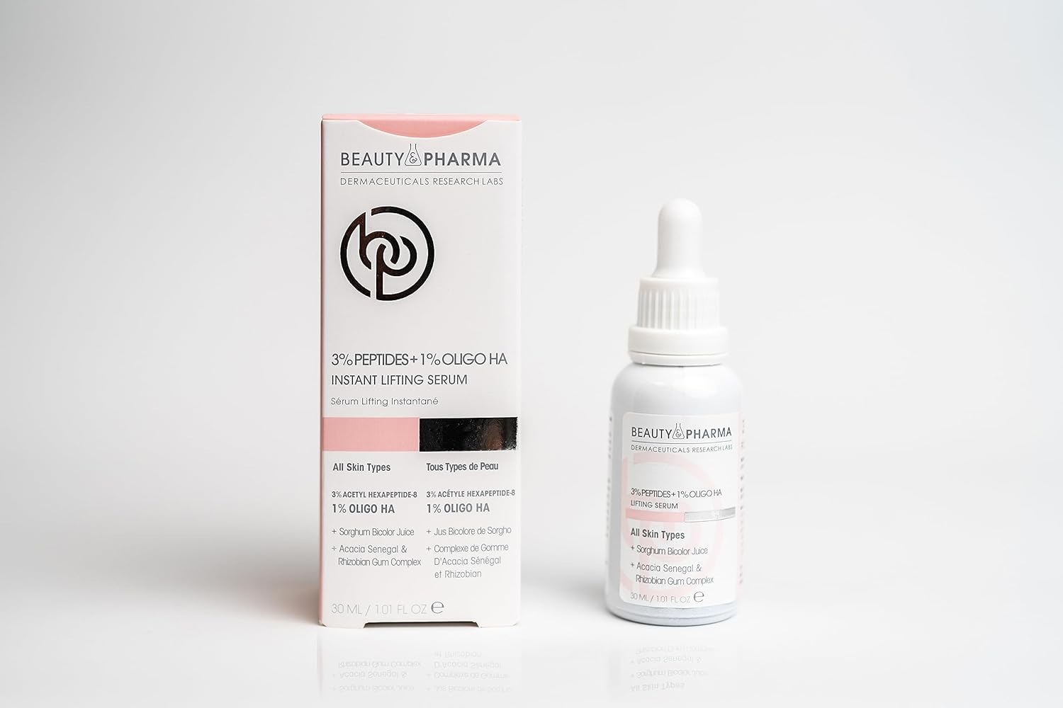 Beauty & Pharma Suero de levantamiento instantáneo 3% péptidos + 1% Oligo HA  Levanta, suaviza y revitaliza tu piel para un resplandor juvenil