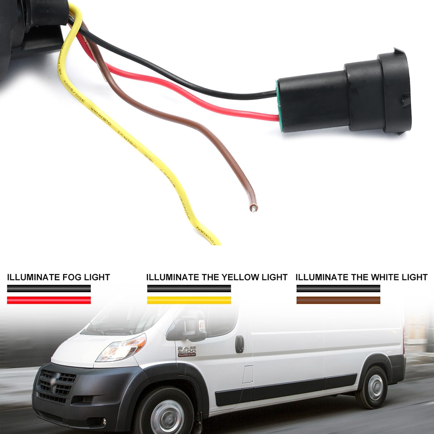 NSLUMO Conjunto de lámpara antiniebla LED de repuesto para Ram Promaster 1500 2500 3500 2014-2023 Switchback ámbar blanco DRL Lámparas de conducción
