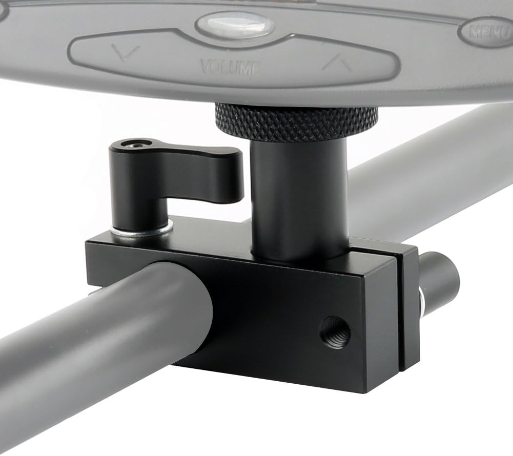 NICEYRIG Soporte de abrazadera de barra de bloque de riel de 0.591 in Ángulo de 90 grados para aparejo de hombro DSLR de varilla de 0.591 in
