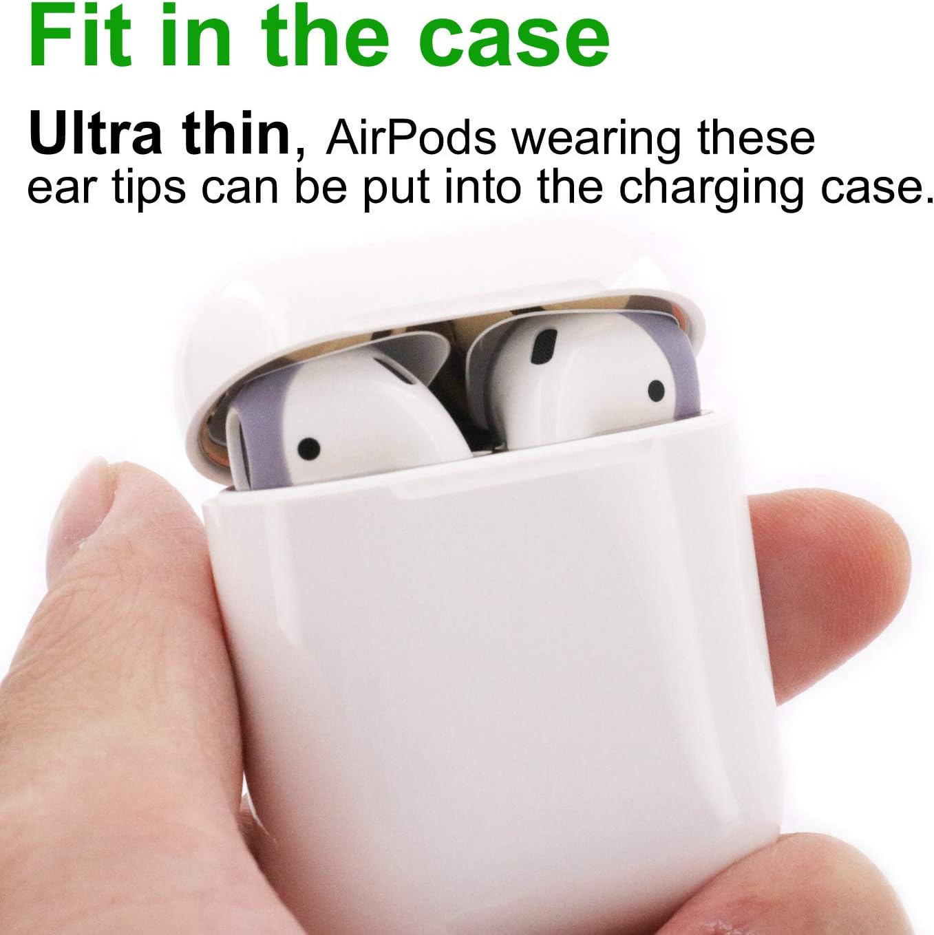 ( Fit in Case ) 4 Pairs Replacement Super Thin Slim Rubber Silicone Earbuds Ear Tips and Covers Skin for AirPods 2 AirPods 1 or EarPods Headphones