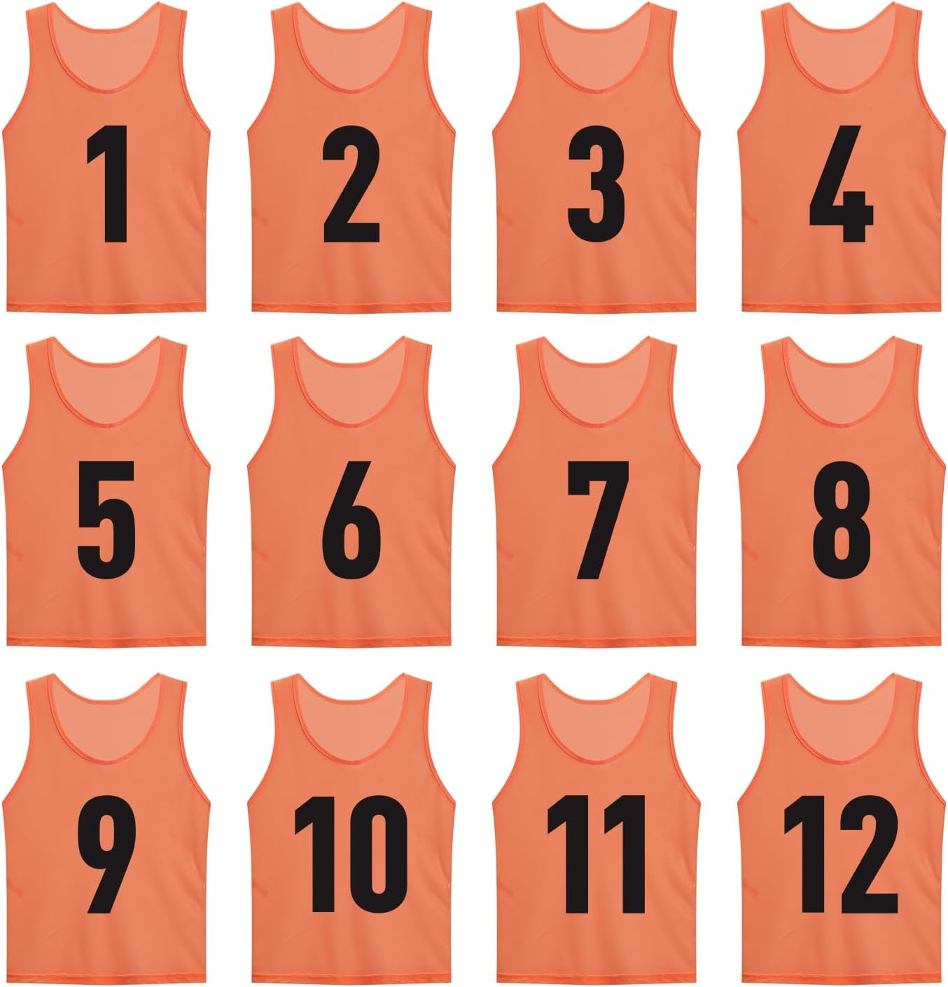 Numbered Soccer Pinnies Scrimmage – Chaleco deportivo para entrenamiento en equipo, chaleco de práctica para adultos y jóvenes (12 piezas)