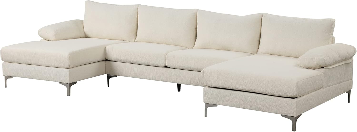 Casa Andrea Milano BOUCLÉ – Sofá modular en forma de U, sofá de lujo con diván extra ancho, sofá para sala de estar, apartamento, sala de estar,