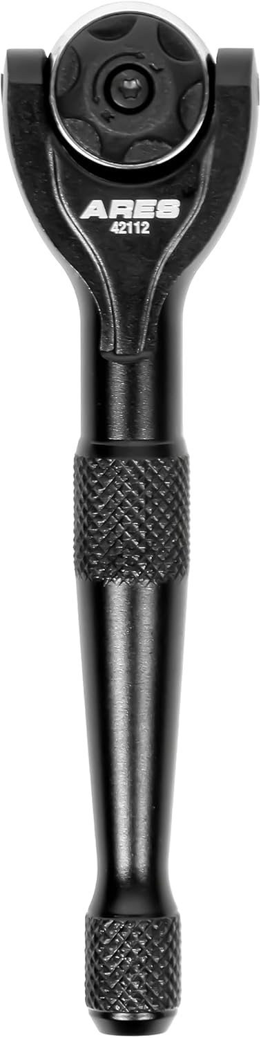 ARES 42112  Trinquete hexagonal de cabeza giratoria de 90 dientes negro de 14 pulgadas  Giratorio de 250 grados con inserto magnético para retención