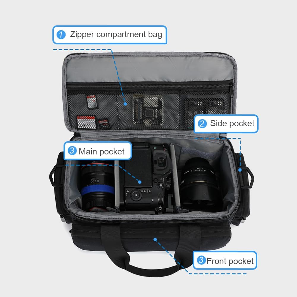 Andoer Funda para cámara pequeña para cámara, bolsa de hombro para cámara de viaje, resistente al agua, a prueba de golpes, bolsa para cámara DSLR