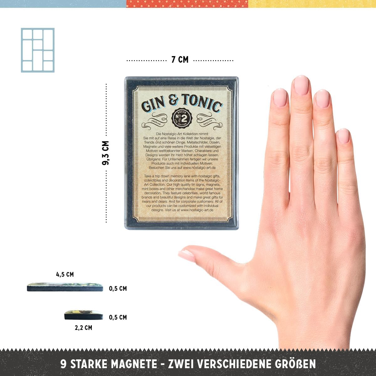 Nostalgic-Art Imanes de nevera estilo retro, Gin & Tonic Served Here  Idea de regalo para aficionados al cóctel, juego de imanes para tablero de