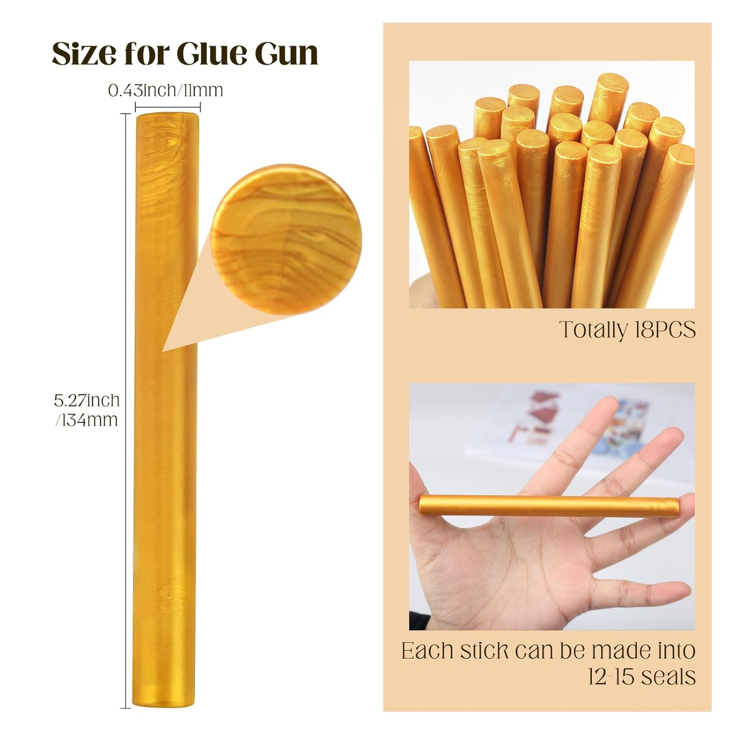 Barras de sellado de cera, colección de 18 varillas de cera de sellado para sellado de cera, barras de sellado de cera de pistola de pegamento,