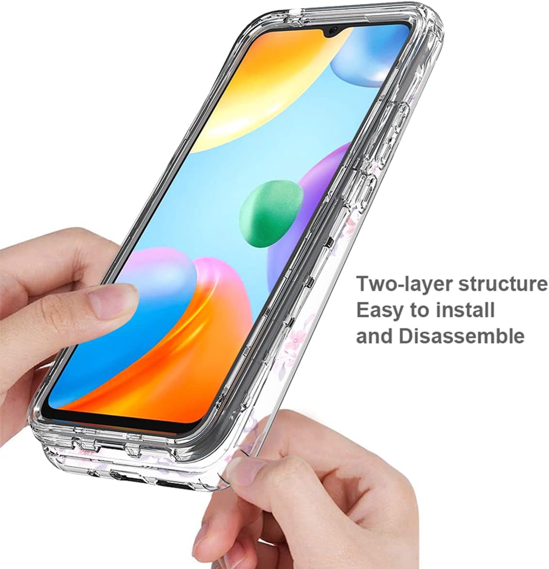 Funda para Redmi 10C 220333QBI con protector de pantalla de vidrio templado, suave 360 cuerpo completo a prueba de golpes híbrido parachoques