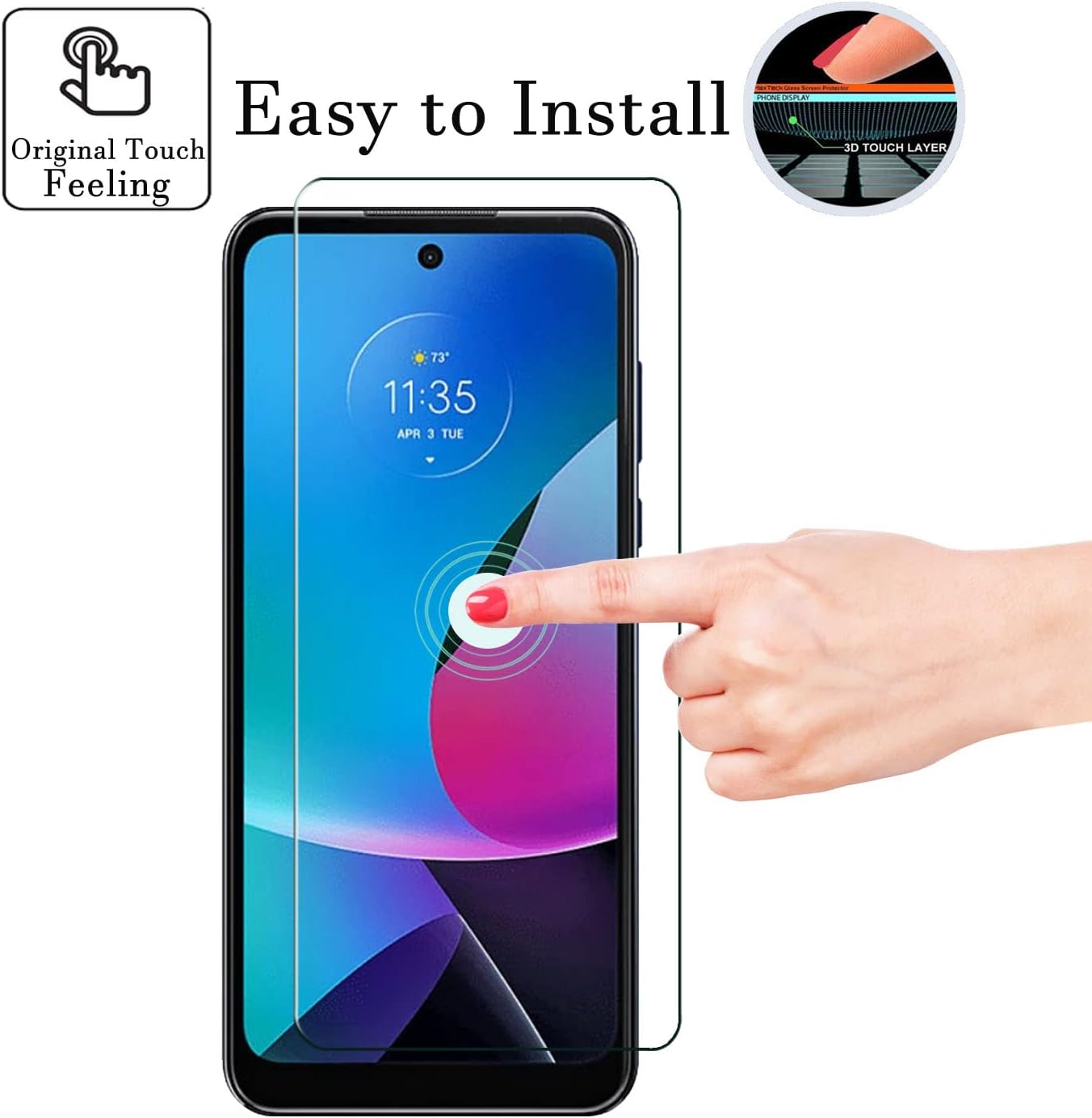 Protectores de pantalla para Motorola Moto G Play 2023 (paquete de 3), película de vidrio templado 9H para Moto G Play 2023, antiarañazos,