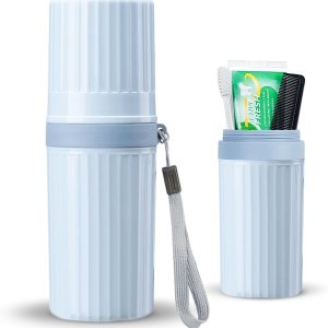 Estuche de viaje para cepillo de dientes, soporte para vasos de cepillo de dientes de viaje azul para cepillo de dientes y pasta de dientes, Estuche de viaje para cepillo de dientes, soporte para vasos de cepillo de dientes de viaje azul para cepillo de dientes y pasta de dientes,