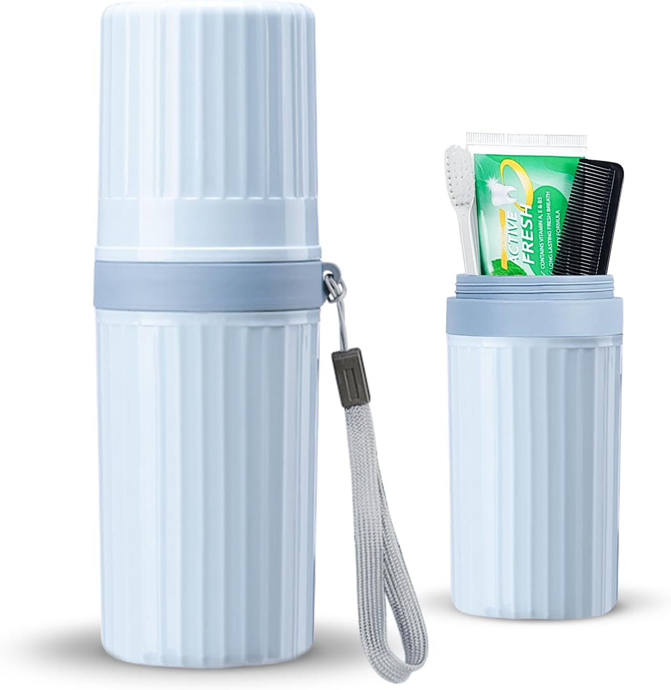 Estuche de viaje para cepillo de dientes, soporte para vasos de cepillo de dientes de viaje azul para cepillo de dientes y pasta de dientes,