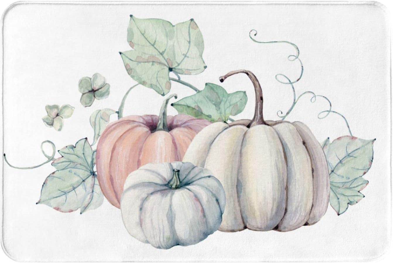 Tapete de baño con diseño de calabaza, otoño, día de Acción de Gracias, tapete de espuma viscoelástica antideslizante, alfombra pequeña, suave,