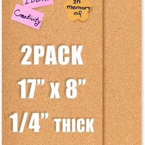 Tablón de anuncios de azulejos de corcho de 17 x 8 pulgadas, tableros de corcho autoadhesivos de 14 de pulgada de grosor para paredes, azulejos de Tablón de anuncios de azulejos de corcho de 17 x 8 pulgadas, tableros de corcho autoadhesivos de 14 de pulgada de grosor para paredes, azulejos de